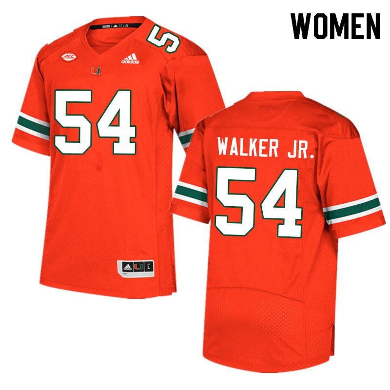 Women #54 Issiah Walker Jr. Miami Hurricanes College Football Jerseys Sale-Orange - Click Image to Close